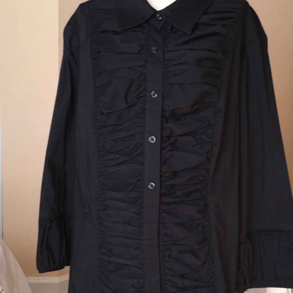 Cotton poly spandex black blouse